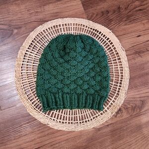 Handmade Green Knit Beanie Hat Fall/Winter